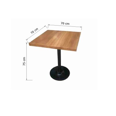 Square Wood Top Restaurant & Cafe Bar Table with Black Metal Base