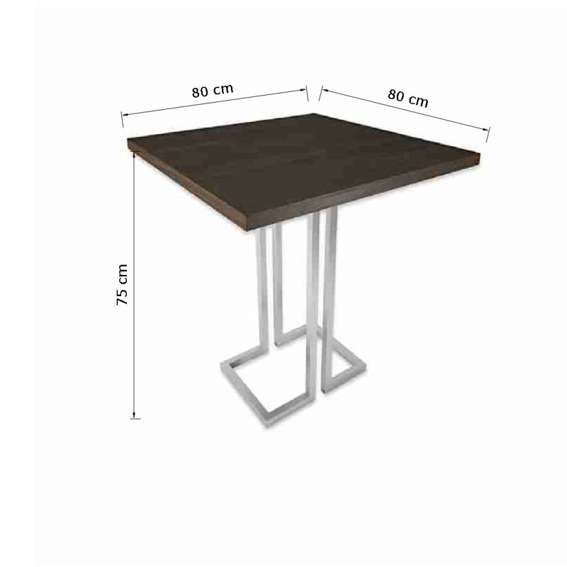 Square Wood Top Bar Table with Stainless Steel Base