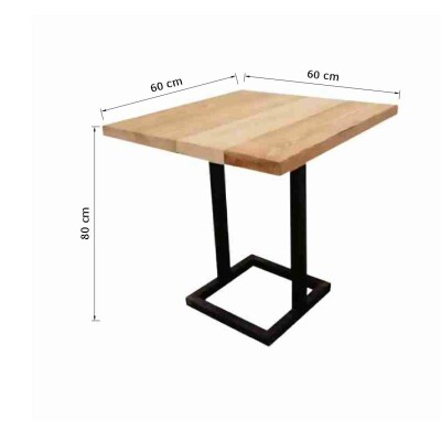 Square Wood Top Table with Black Metal Base