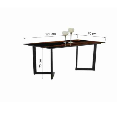 Modern Plywood Top Restaurant Dining Table with Black Metal Legs