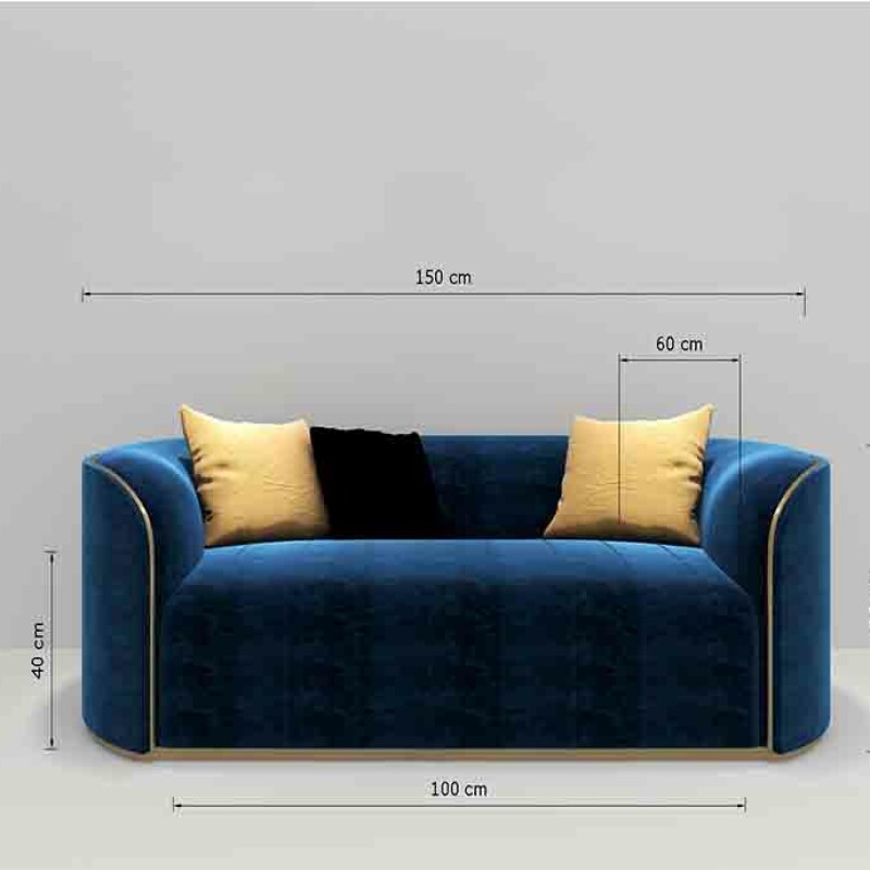 BH Engineered Blue Fabric Sofa Set