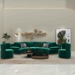 BH Engineered Green Curved Sofa