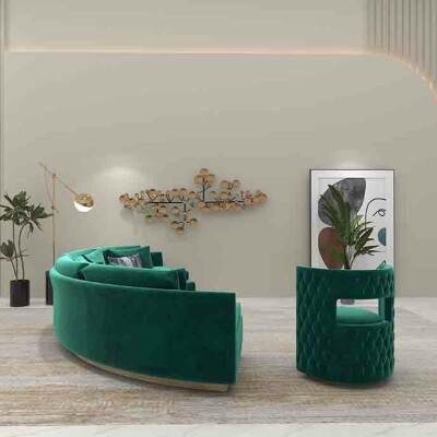 BH Engineered Green Curved Sofa