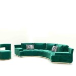 BH Engineered Green Curved Sofa