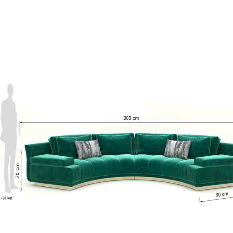 BH Engineered Green Curved Sofa