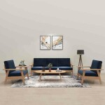 BH Wooden Frame Sofa with Navy Cushions