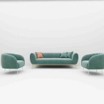 BH Engineered Pastel Green Fabric Sofa