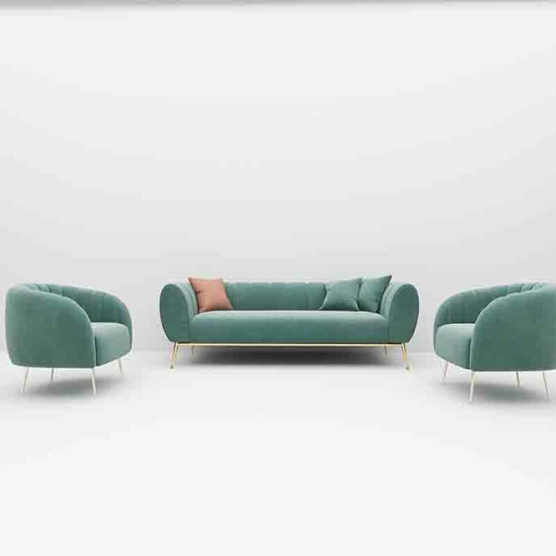 BH Engineered Pastel Green Fabric Sofa