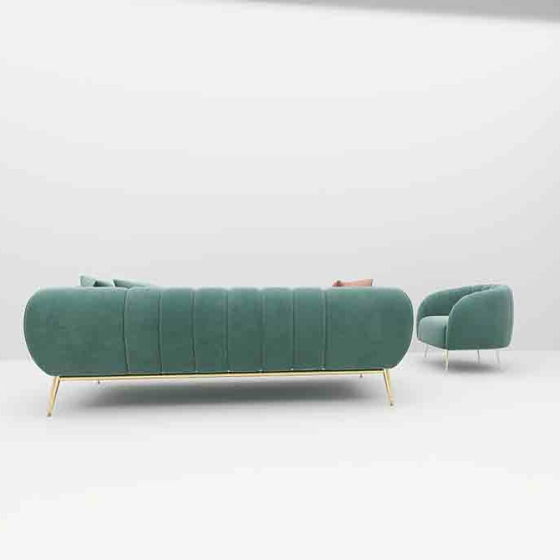 BH Engineered Pastel Green Fabric Sofa