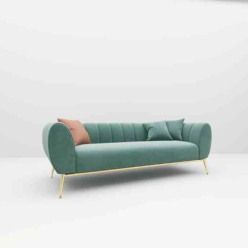 BH Engineered Pastel Green Fabric Sofa