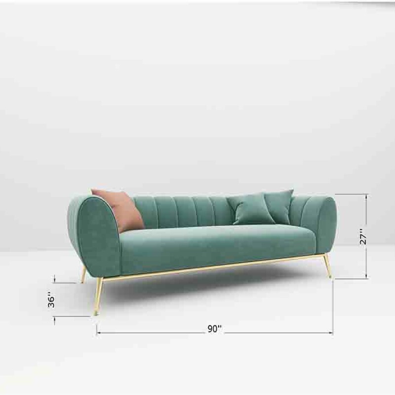 BH Engineered Pastel Green Fabric Sofa