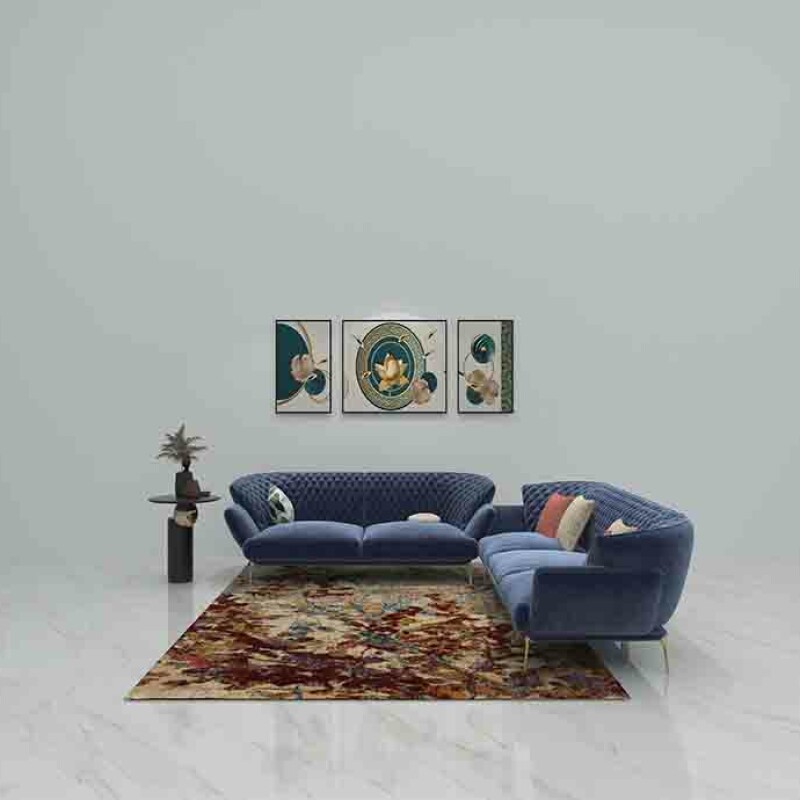 BH Engineered Premium Blue Welvet Fabric Sofa