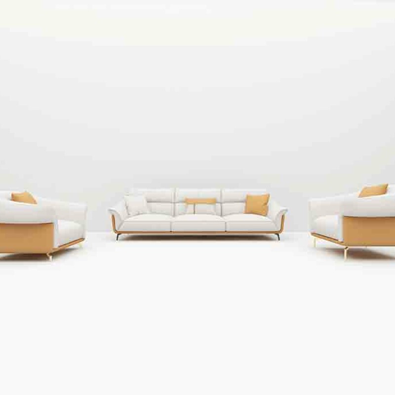 BH Engineered Orange White Leather Sofa