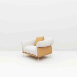 BH Engineered Orange White Leather Sofa