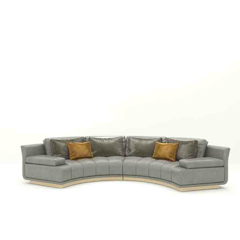 BH Engineered Grey Curved Sofa Set