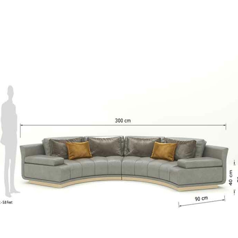 BH Engineered Grey Curved Sofa Set