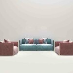 BH Engineered Skyblue Fabric Sofa