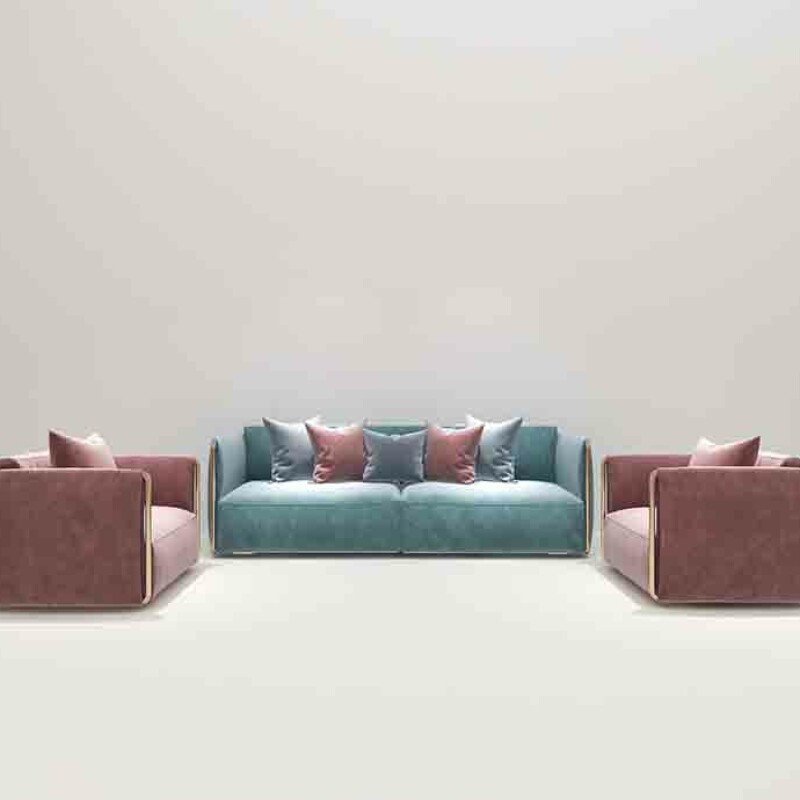 BH Engineered Skyblue Fabric Sofa