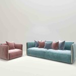 BH Engineered Skyblue Fabric Sofa