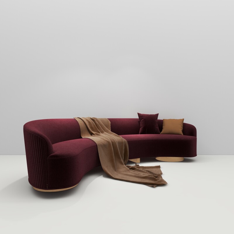 BH Engineered Maroon Fabric Sofa