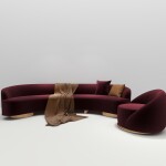 BH Engineered Maroon Fabric Sofa