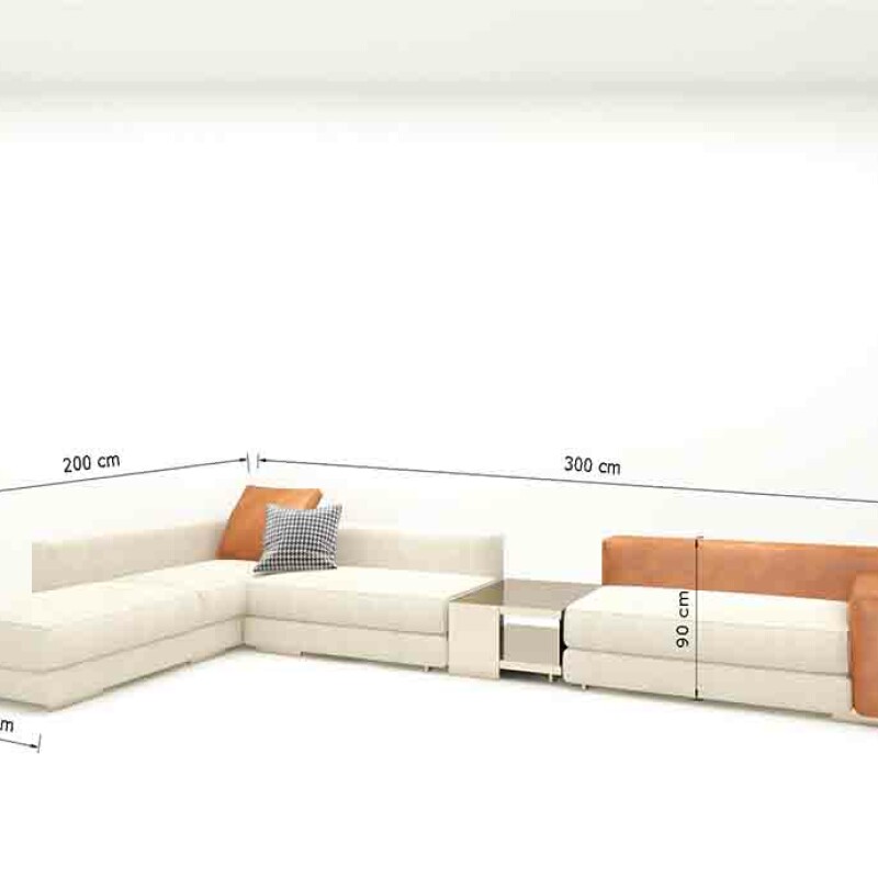 BH Engineered Orange & White Leather Sofa Set