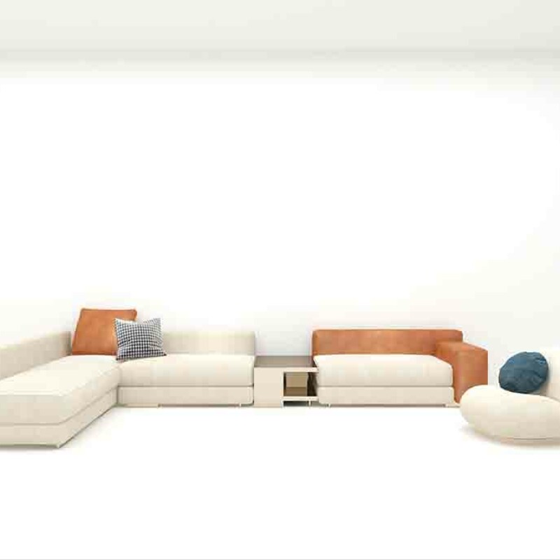 BH Engineered Orange & White Leather Sofa Set