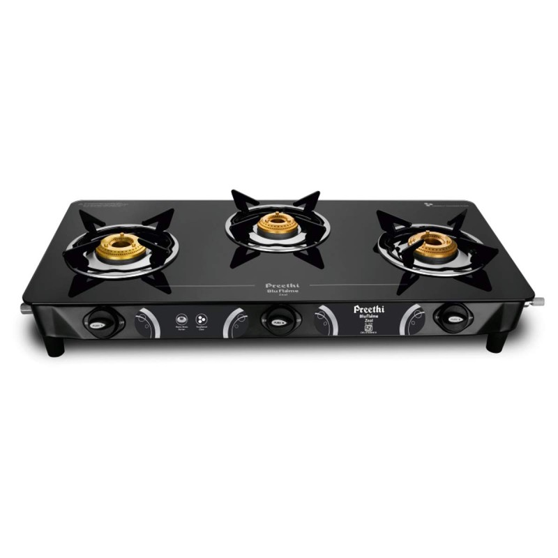 Preethi ZEAL Glass Top 3 Burner Gas Stove