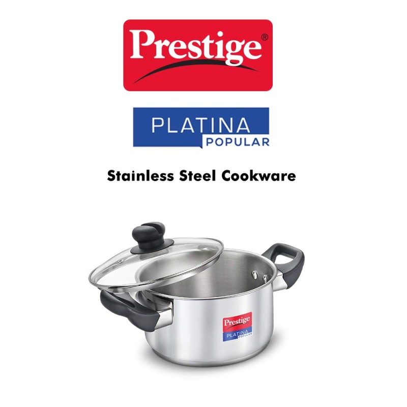 Prestige Platina Popular Stainless Steel Casserole With Lid, 220MM