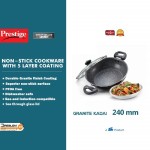 Prestige Omega Non-Stick Granite Kadai With Lid, 240MM