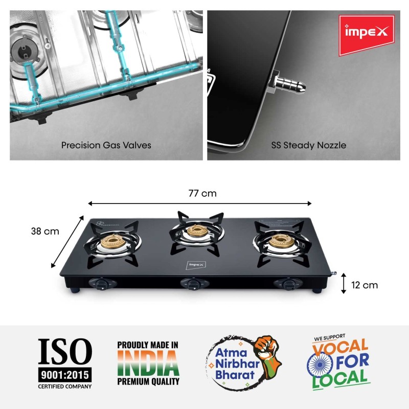 IMPEX Specta 3 Burner Gas Stove GT (Auto Ignite)