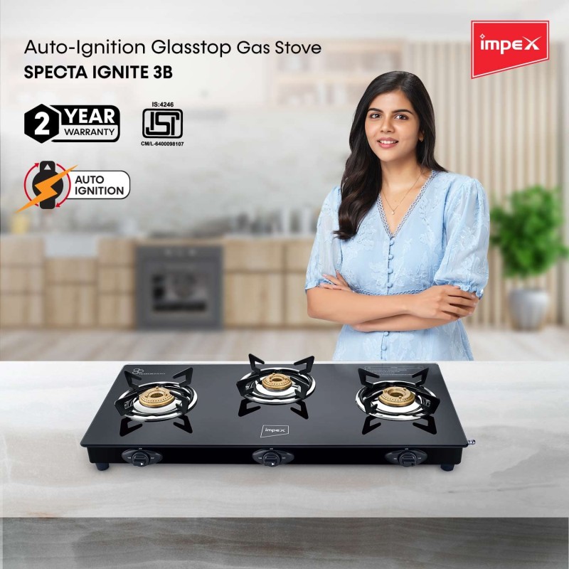 IMPEX Specta 3 Burner Gas Stove GT (Auto Ignite)