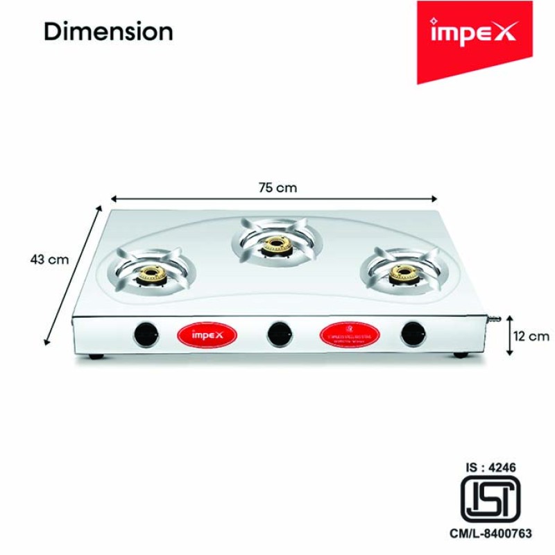 IMPEX Steel 13B 3 Burner LPG Stove