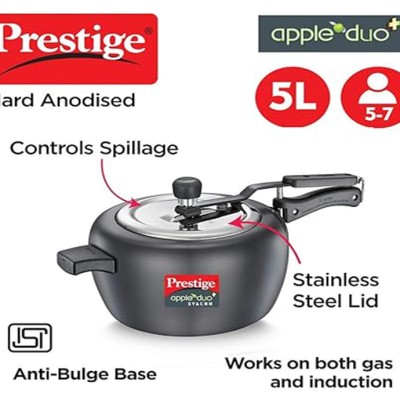 Prestige Apple DUO Plus Svachh Hard Anodised Inner Lid Pressure Cooker, 5L