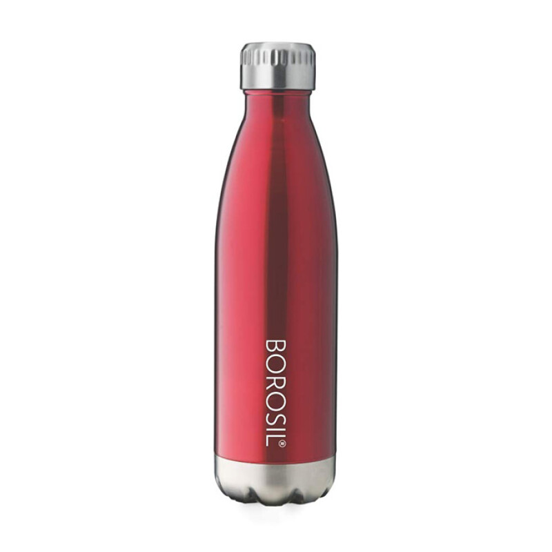 Borosil Vacuum Bottle Bolt 750ML, Red