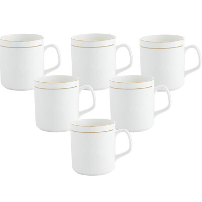 Clay Craft Coffee Mug Pipe Goldline (Set of 6)