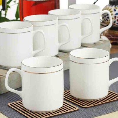 Clay Craft Coffee Mug Pipe Goldline (Set of 6)
