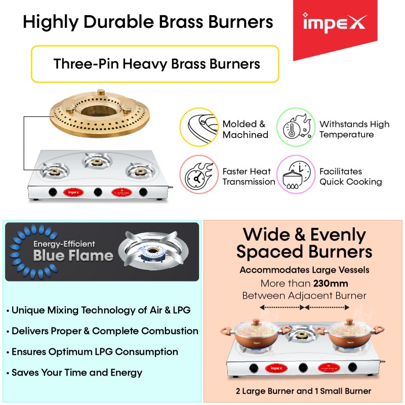 IMPEX Steel 13B 3 Burner LPG Stove