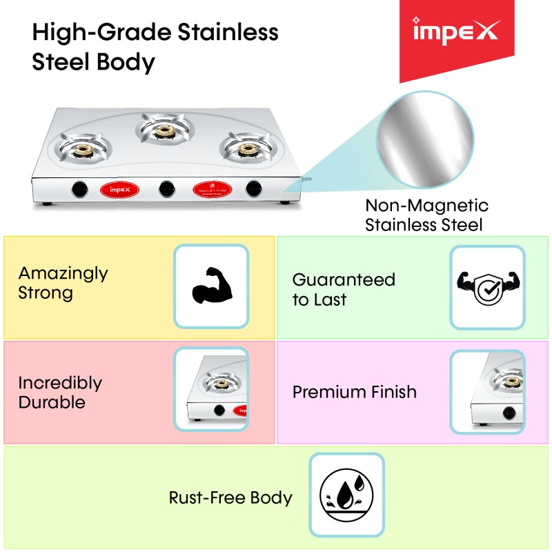 IMPEX Steel 13B 3 Burner LPG Stove