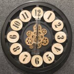 Vintage Gear Wooden Wall Clock – Black Industrial Frame (TY 115)