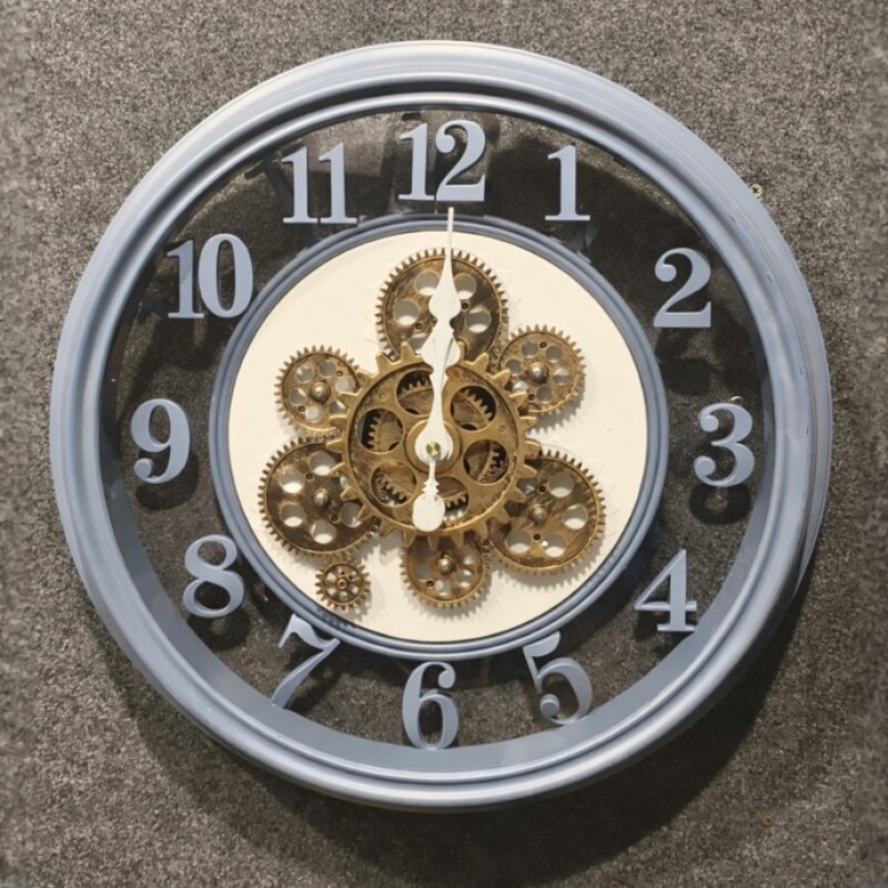 Modern Gear Wall Clock – Grey & Gold Design