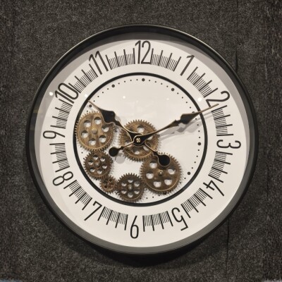Modern Gear Wall Clock – White Minimal Design