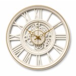 Luxury Roman Gear Wall Clock – White Vintage Design