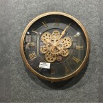 Vintage Roman Gear Wall Clock – Antique Bronze Design