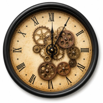 Vintage Roman Gear Wall Clock – Classic Antique Design