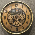 Modern Gear Wall Clock – Gold & Black Glass Design