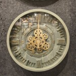 Luxury Roman Gear Wall Clock – Dual Dial Gold Finish