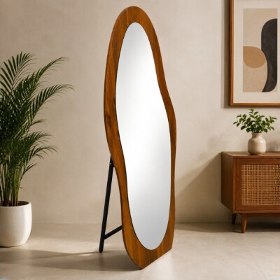 Organic Shape Plywood Full Length Floor Mirror