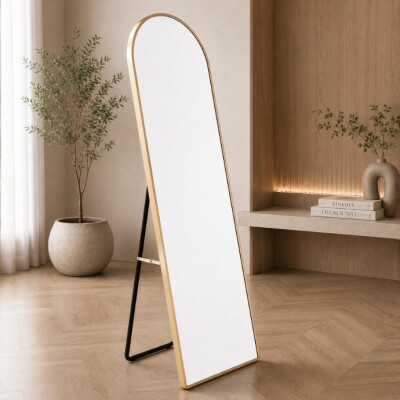 Elegant Gold Metal Full Length Standing Mirror