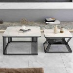 BH Engineered White Square Nesting Table